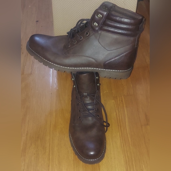 RED ALE BY ALESBURY MEN'S BROWN FAUX LEATHER HIKING BOOTS SIZE 13 NWOB - Picture 3 of 12